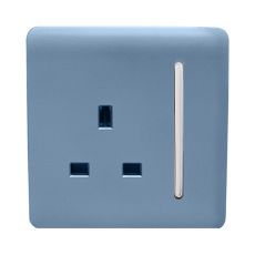 Trendi, Artistic Modern 1 Gang 13Amp Switched Socket Sky Finish, BRITISH MADE, (25mm Back Box Required), 5yrs Warranty