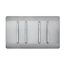 Trendi, Artistic Modern 4 Gang  (3x 2 Way 1x 3 Way Intermediate Twin Plate) Brushed Steel Finish, BRITISH MADE, (25mm Back Box Required) 5yrs Warranty