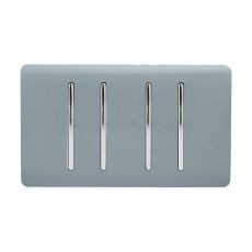 Trendi, Artistic Modern 4 Gang  (3x 2 Way 1x 3 Way Intermediate Twin Plate) Cool Grey Finish, BRITISH MADE, (25mm Back Box Required), 5yrs Warranty