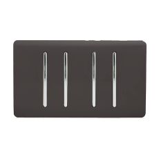 Trendi, Artistic Modern 4 Gang  (3x 2 Way 1x 3 Way Intermediate Twin Plate) Dark Brown Finish, BRITISH MADE, (25mm Back Box Required), 5yrs Warranty