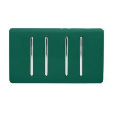 Trendi, Artistic Modern 4 Gang  (3x 2 Way 1x 3 Way Intermediate Twin Plate) Dark Green Finish, BRITISH MADE, (25mm Back Box Required), 5yrs Warranty