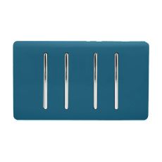 Trendi, Artistic Modern 4 Gang  (1x 2 Way 3x 3 Way Intermediate Twin Plate) Midnight Blue, BRITISH MADE, (25mm Back Box Required), 5yrs Warranty