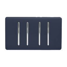 Trendi, Artistic Modern 4 Gang  (3x 2 Way 1x 3 Way Intermediate Twin Plate) Navy Blue Finish, BRITISH MADE, (25mm Back Box Required), 5yrs Warranty