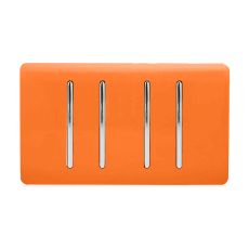 Trendi, Artistic Modern 4 Gang  (3x 2 Way 1x 3 Way Intermediate Twin Plate) Orange Finish, BRITISH MADE, (25mm Back Box Required), 5yrs Warranty