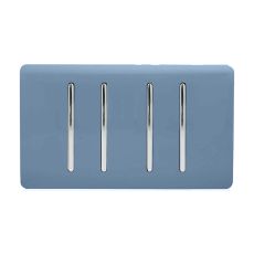 Trendi, Artistic Modern 4 Gang (4xIntermediate) 10 Amp Rocker Sky Finish, BRITISH MADE, (25mm Back Box Required), 5yrs Warranty
