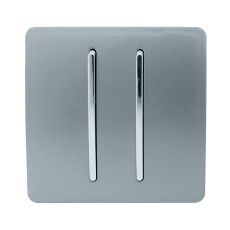 Trendi, Artistic Modern 2 Gang Intermediate 10 Amp Rocker Cool Grey Finish, BRITISH MADE, (25mm Back Box Required), 5yrs Warranty