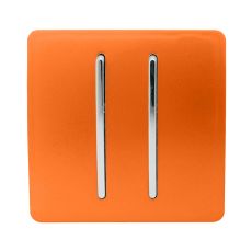 Trendi, Artistic Modern 2 Gang (1x2 Way, 1xIntermediate) 10 Amp Rocker Orange Finish, BRITISH MADE, (25mm Back Box Required), 5yrs Warranty