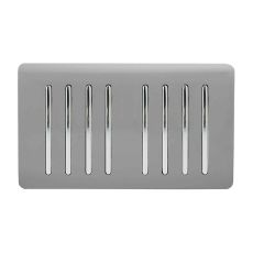 Trendi, Artistic Modern 8 Gang 2 Way 10 Amp Rocker Twin Plate Light Grey Finish, BRITISH MADE, (35mm Back Box Required), 5yrs Warranty