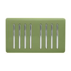 Trendi, Artistic Modern 8 Gang 2 Way 10 Amp Rocker Twin Plate Moss Green Finish, BRITISH MADE, (35mm Back Box Required), 5yrs Warranty