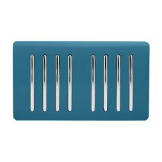 Trendi, Artistic Modern 8 Gang 2 Way 10 Amp Rocker Twin Plate Ocean Blue Finish, BRITISH MADE, (35mm Back Box Required), 5yrs Warranty
