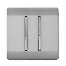 Trendi, Artistic Modern 2 Gang Doorbell Brushed Steel Finish, BRITISH MADE, (25mm Back Box Required), 5yrs Warranty