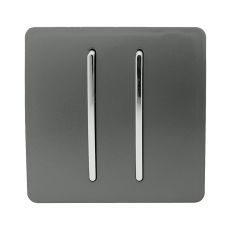 Trendi, Artistic Modern 2 Gang Doorbell Charcoal Finish, BRITISH MADE, (25mm Back Box Required), 5yrs Warranty