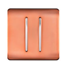 Trendi, Artistic Modern 2 Gang Doorbell Copper Finish, BRITISH MADE, (25mm Back Box Required), 5yrs Warranty