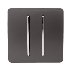 Trendi, Artistic Modern 2 Gang Doorbell Dark Brown Finish, BRITISH MADE, (25mm Back Box Required), 5yrs Warranty