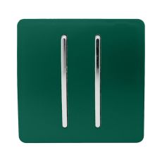 Trendi, Artistic Modern 2 Gang Retractive Home Auto.Switch Dark Green Finish, BRITISH MADE, (25mm Back Box Required), 5yrs Warranty