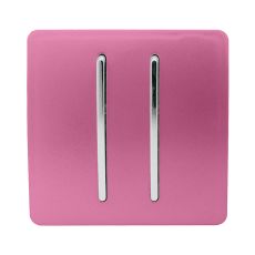 Trendi, Artistic Modern 2 Gang Doorbell Pink Finish, BRITISH MADE, (25mm Back Box Required), 5yrs Warranty