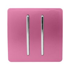 Trendi, Artistic Modern 2 Gang Retractive Home Auto.Switch Pink Finish, BRITISH MADE, (25mm Back Box Required), 5yrs Warranty