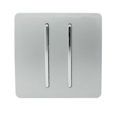 Trendi, Artistic Modern 2 Gang Doorbell Silver Finish, BRITISH MADE, (25mm Back Box Required), 5yrs Warranty