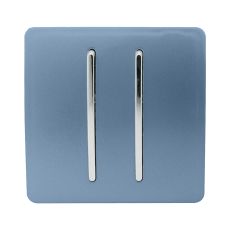 Trendi, Artistic Modern 2 Gang Doorbell Sky Finish, BRITISH MADE, (25mm Back Box Required), 5yrs Warranty