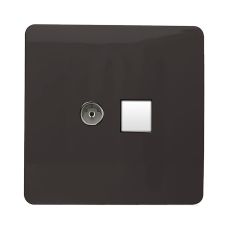 Trendi, Artistic Modern TV Co-Axial & PC Ethernet Dark Brown Finish, BRITISH MADE, (35mm Back Box Required), 5yrs Warranty