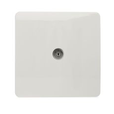 Trendi, Artistic Modern TV Co-Axial 1 Gang Ice White Finish, BRITISH MADE, (25mm Back Box Required), 5yrs Warranty