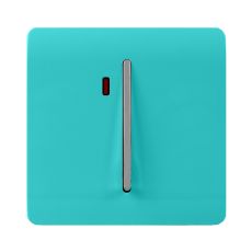 Trendi, Artistic Modern 45 Amp Neon Insert Double Pole Switch Bright Teal Finish, BRITISH MADE, (35mm Back Box Required), 5yrs Warranty