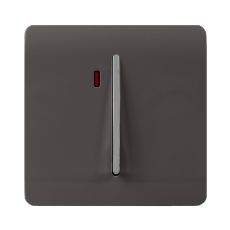 Trendi, Artistic Modern 20 Amp Neon Insert Double Pole Switch Dark Brown Finish, BRITISH MADE, (25mm Back Box Required), 5yrs Warranty