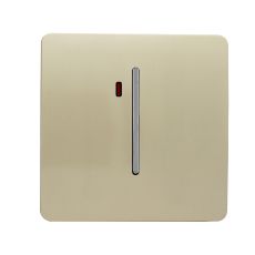 Trendi, Artistic Modern 20 Amp Neon Insert Double Pole Switch Champagne Gold Finish, BRITISH MADE, (25mm Back Box Required), 5yrs Warranty