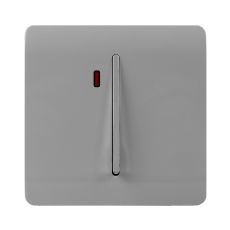 Trendi, Artistic Modern 20 Amp Neon Insert Double Pole Switch Light Grey Finish, BRITISH MADE, (25mm Back Box Required), 5yrs Warranty