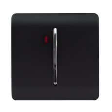 Trendi, Artistic Modern 20 Amp Neon Insert Double Pole Switch Matt Black Finish, BRITISH MADE, (25mm Back Box Required), 5yrs Warranty