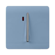 Trendi, Artistic Modern 45 Amp Neon Insert Double Pole Switch Sky Finish, BRITISH MADE, (35mm Back Box Required), 5yrs Warranty