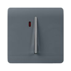 Trendi, Artistic Modern 20 Amp Neon Insert Double Pole Switch Warm Grey Finish, BRITISH MADE, (25mm Back Box Required), 5yrs Warranty