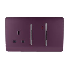 Trendi, Artistic Modern Cooker Control Panel 13amp with 45amp Switch Plum Finish, BRITISH MADE, (47mm Back Box Required), 5yrs Warranty