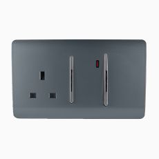 Trendi, Artistic Modern Cooker Control Panel 13amp with 45amp Switch Warm Grey Finish, BRITISH MADE, (47mm Back Box Required), 5yrs Warranty