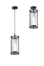 Munito IP 15cm Pendant/Semi Flush, 1 x G9, IP44, Satin Black / Clear