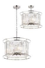 Munito IP 50cm Pendant / Semi Ceiling Convertible, 6 x G9, IP44, Polished Nickel / Clear