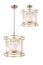 Munito IP 36cm Pendant / Semi Ceiling Convertible, 3 x G9, IP44, Gold / Clear (6LT229D)
