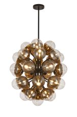 Fiorella 74cm Fixed Multi Arm Sphere Pendant, 35 x G9, Satin Black/Gold/Clear Two-Tone Round Spiral Glass (A)