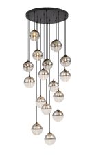 Fiorella 68cm Pendant, 16 x G9, Satin Black/Chrome/Clear Two-Tone Round Spiral Glass (A)