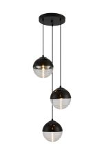 Fiorella 31cm Round Pendant, 3 x G9, Satin Black/Black/Clear Two-Tone Round Spiral Glass (A)