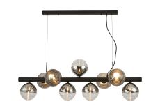 Fiorella Linear Pendant, 9 x G9, Satin Black/Chrome/Clear Two-Tone Round Spiral Glass (A)