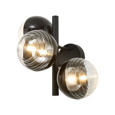 Fiorella Wall Lamp, 3 x G9, Satin Black/Black/Clear Two-Tone Round Spiral Glass (A)