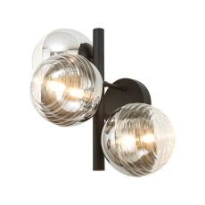 Fiorella Wall Lamp, 3 x G9, Satin Black/Chrome/Clear Two-Tone Round Spiral Glass (A)