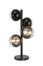 Fiorella Table Lamp, 4 x G9, Satin Black/Black/Clear Two-Tone Round Spiral Glass (A)