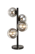Fiorella Table Lamp, 4 x G9, Satin Black/Chrome/Clear Two-Tone Round Spiral Glass (A)