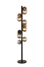 Fiorella Floor Lamp, 11 x G9, Satin Black/Black/Chrome/Copper/Gold/Clear Two-Tone Round Spiral Glass (A)