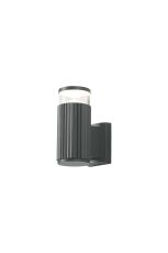 Gullo Ribbed Line Wall Lamp With X Pattern Acrylic Shade, 1 x GU10, IP54, Grey/Clear/Frosted, 2yrs Warranty