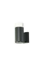 Gullo Ribbed Line Wall Lamp With Short Diagonal Pattern Acrylic Shade, 1 x GU10, IP54, Grey/Clear/Frosted, 2yrs Warranty