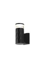 Gullo Diamond Pattern Wall Lamp With X Pattern Acrylic Shade, 1 x GU10, IP54, Black/Clear/Frosted, 2yrs Warranty