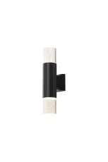 Gullo Ribbed Line Wall Lamp With Bubble Acrylic Shade, 2 x GU10, IP54, Black/Clear, 2yrs Warranty